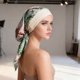 thumbnail image 4 of Suodoka Patterned Faux Silk Bandana Women Satin Elastic Head Scarf - Green Leaves, 4 of 9