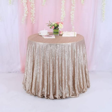 

New Listing !!! Champagne Round Sparkly Sequin Tablecloth 72 - 196 Round for Wedding/Dessert Table (96 )