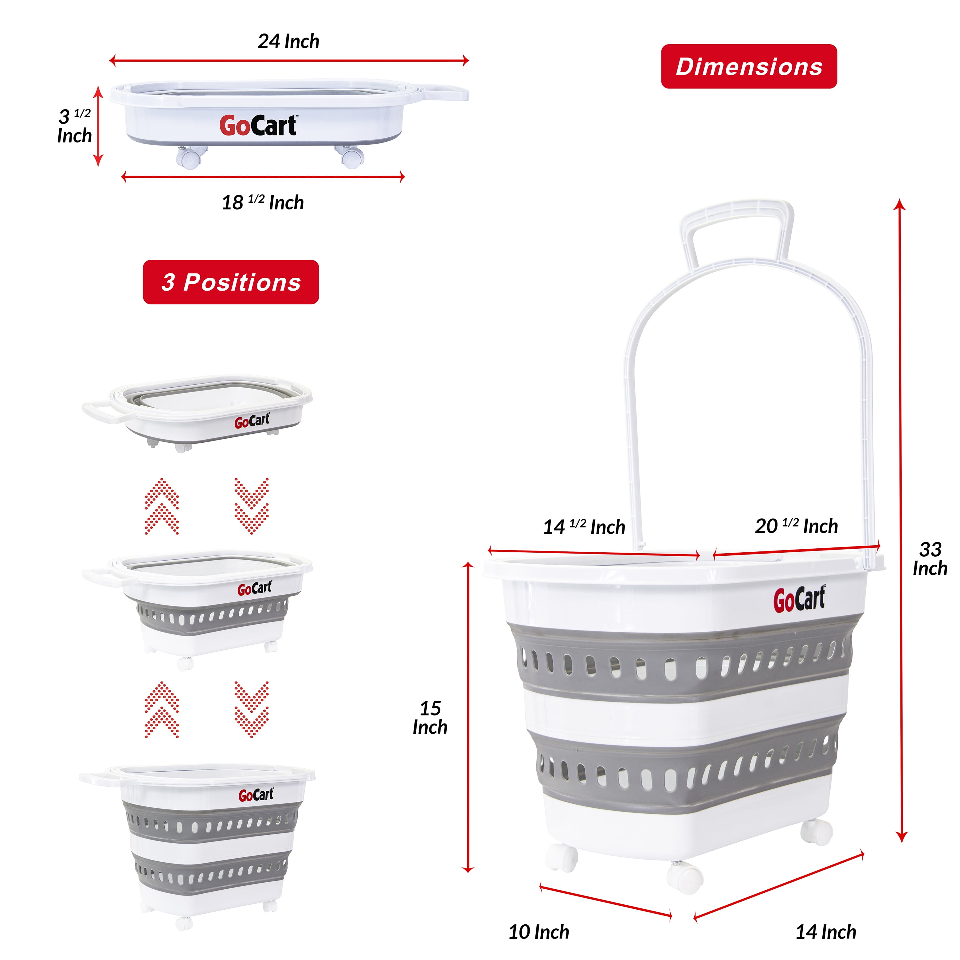 dbest products Folding GoCart Collapsible laundry basket on Wheels Grocery Cart Shopping foldable Pop Up plastic hamper Tote Handles Cesto para ropa sucia