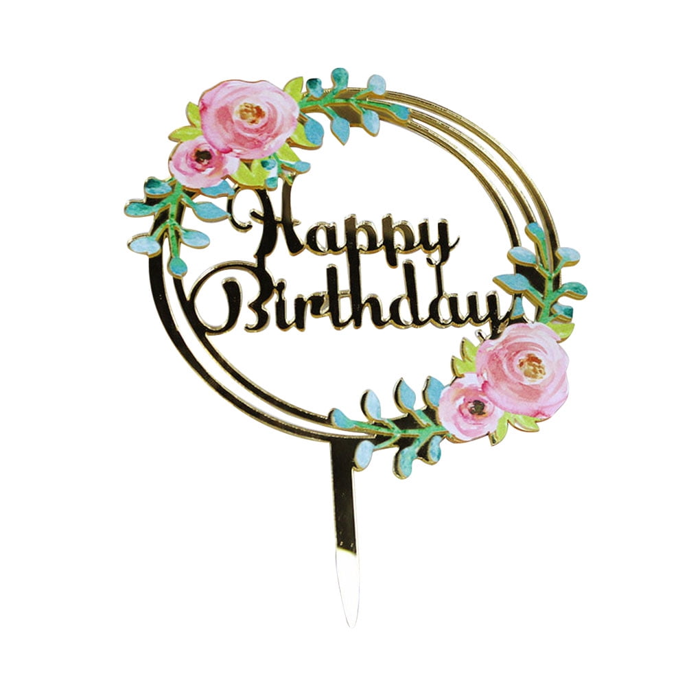 TureClos Birthday Cake Topper Acrylic Birthday Cupcake Decoration with