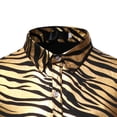 thumbnail image 4 of Men's Novelty Zebra Print Shiny Bronzing Dress Shirt Stretch Long Sleeve Button Down Sparkle Party Shirts, 4 of 6