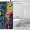 thumbnail image 2 of Shower Curtain, Neon Zombie Skull Waterproof Fabric Plastic Shower Curtain, Drying Fast Bathroom Curtain with 9 Buttonholes, Ruffle Shower Curtain 60x72in, 2 of 8
