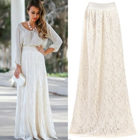 Womens Lace Maxi Skirt A Line Gypsy Boho Long Summer Skirt | Walmart Canada