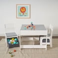 Kids Wooden Storage Table and Chair, Kids Wood Drawing Table, White
