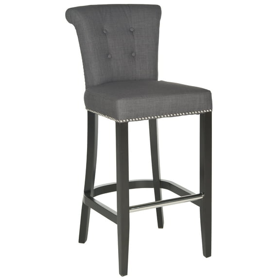 SAFAVIEH Addo Classic Glam Ring Bar Stool with Footrest, Charcoal