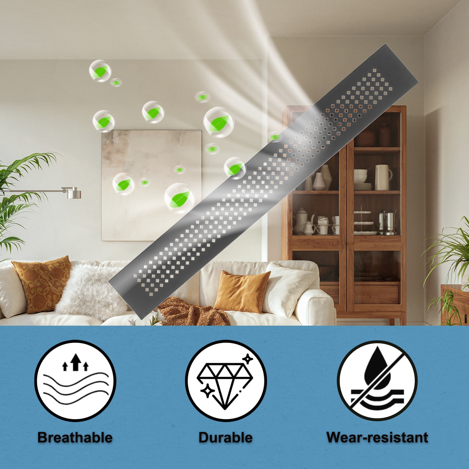Uxcell 6 x 2 Inch Door Air Vent Cover, 3 Pcs Aluminum Grille Ventilation Cover Louvered Diamond Hole with Screws, Black