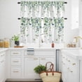 thumbnail image 3 of Ombre Green Eucalyptus Farm Curtain Tier and Valance Set 3 Piece, Gradient Flower Butterfly 3-inch Rod Pocket Window Tier Curtains Valance for Kitchen Living Room, 3 of 9