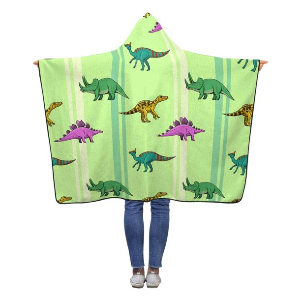 ASHLEIGH Cute Dinosaur Green Throw Hooded Blanket 50x60 inches Kids