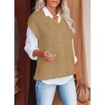 thumbnail image 4 of Chase Secret Sleeveless Sweater Vest for Women Oversized V Neck Solid Color Cable Knit Pullover Tops, 4 of 5
