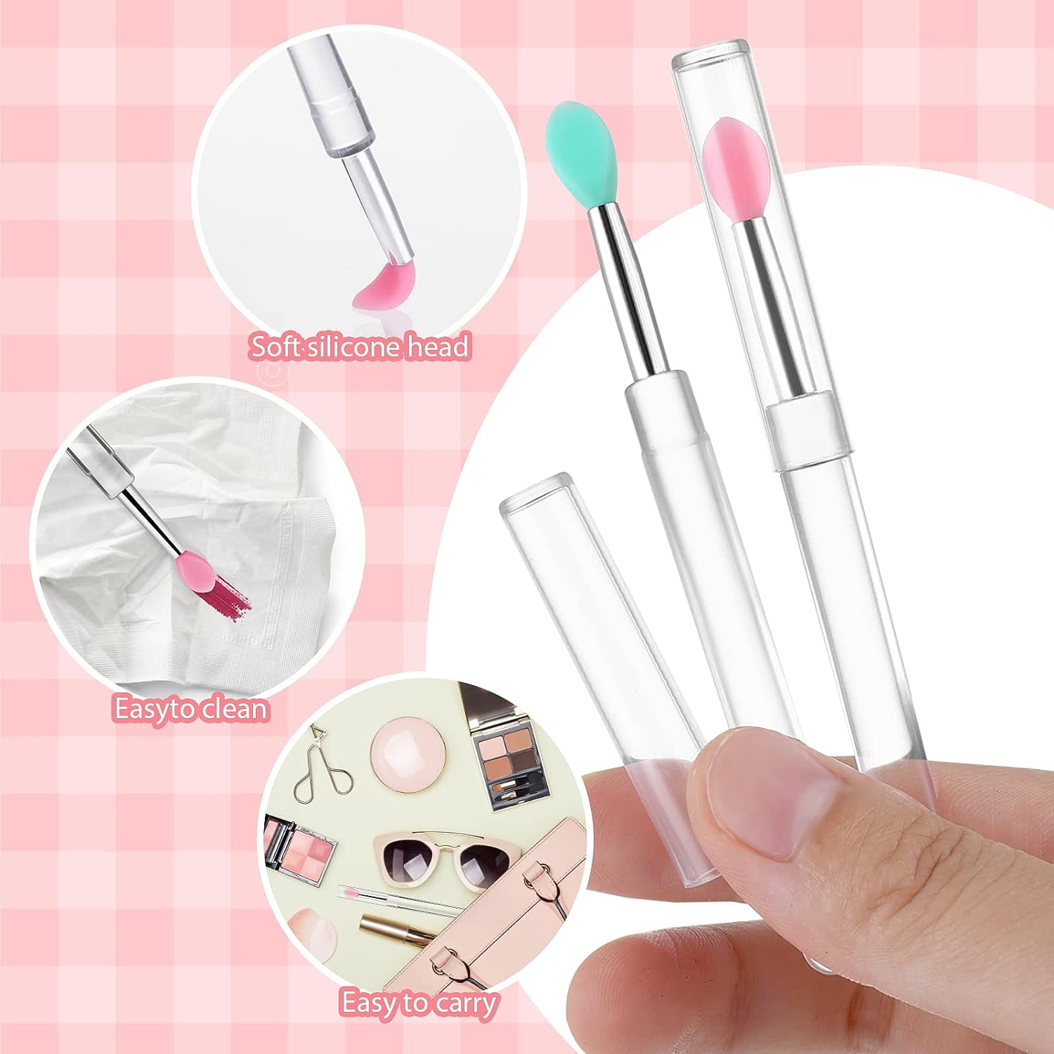 3 Silikon-Lippenapplikatoren Mit Deckel – Wiederverwendbar, Für Lippenstift, Gloss & Concealer