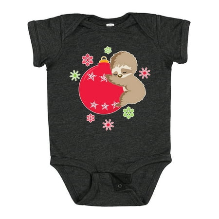 

Inktastic Cute Christmas Baby Sloth on Red Ornament with Snowflakes Gift Baby Boy or Baby Girl Bodysuit