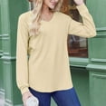 thumbnail image 6 of SYMOID Womens Long Sleeve V Neck Raglan Sleeve Top - Stretch 95% Polyester 5% Spandex, Beige Relaxed Fit, Budget-Friendly Casual Everyday Layering Shirt for Walmart,Size L, 6 of 7