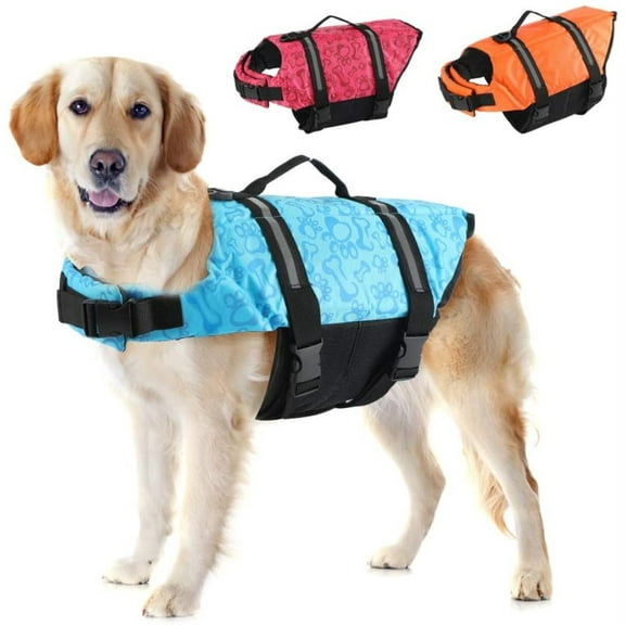 High Visibility Life Jacket, Reflective Adjustable Pet Life Vest with Enhanced Buoyancy & Durable Rescue Handle for Small Medium Large Dogs Life jackets,blue