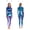 Blue, variant on Womens Shiny Metallic Unitard Astronaut Jumpsuit with Alien Headwear Party Silver XXL