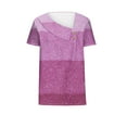 thumbnail image 4 of ALLLIST Womens Tops Plus Size V-Neck Short Sleeve Purple Solid Casual T-Shirts Button Womens Tees Loose Fit, 4 of 5
