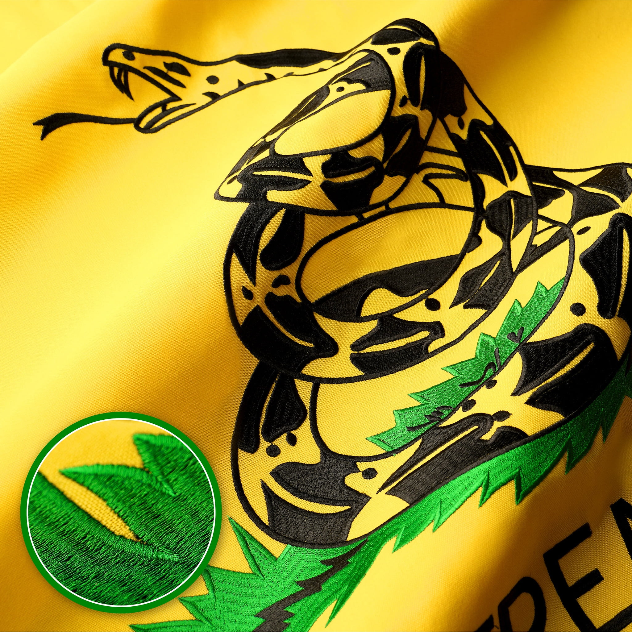 G128 Gadsden Don't Tread On Me Flag 3x5 ft Heavy Duty 220gsm Tough Spun Polyester Embroidered with Brass Grommets for Indoor or Outdoor Use