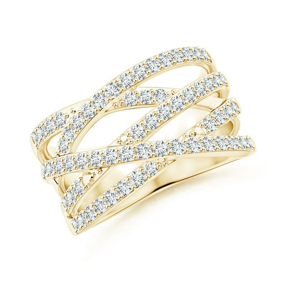 ANGARA Lab Grown Entwined Diamond Wrap Ring for Women in 14K Yellow Gold (Size-1.55mm| Color-F-G| Clarity-VS) | April Birthstone, Anniversary, Jewelry Gift for Women | Lab-Grown Diamond Ring