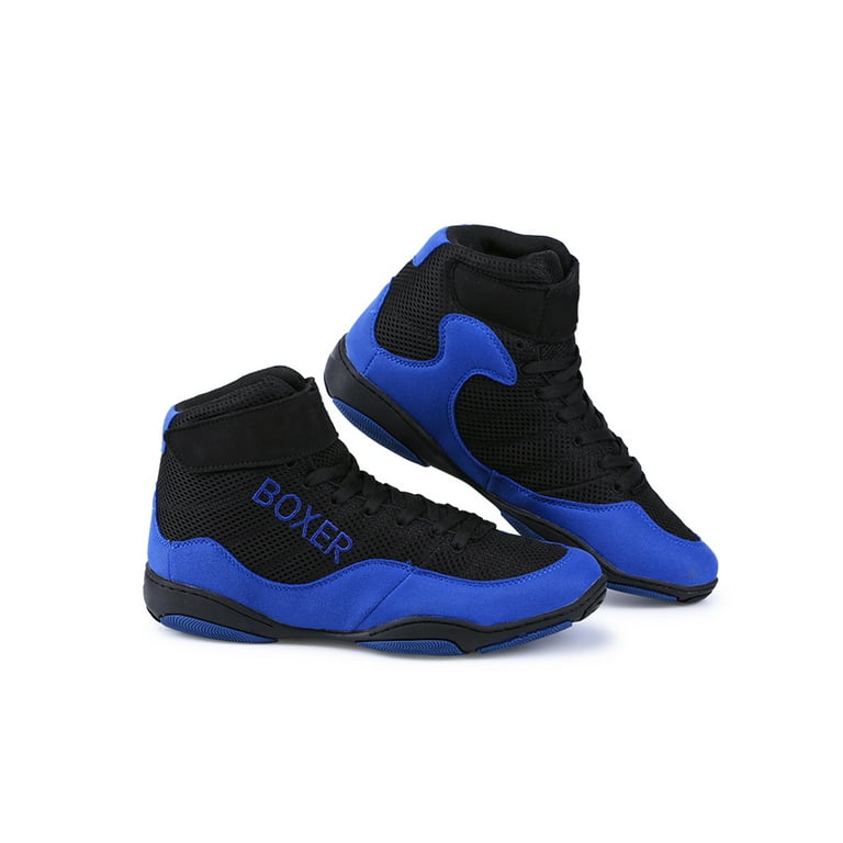 Harsuny Kids School Wrestling Shoes Men Boxing Shoes Weightlifting Training Athletic Gym Sneakers Blue 7.5