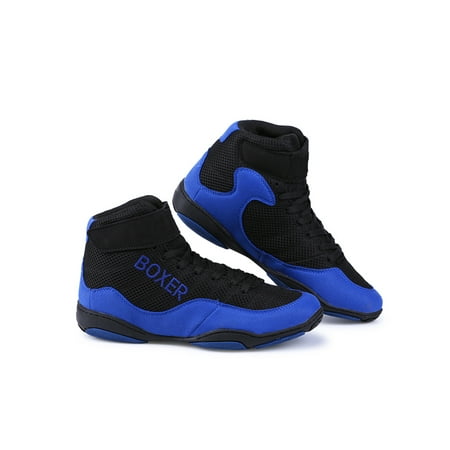 

Eloshman Kids Boxing Shoes Men Youth Boys Gym Shoes Training Sneakers Comfort Wrestling Shoes Blue 8