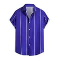 thumbnail image 2 of Oalirro Mens Hawaiian Shirts Short Sleeve Men Casual Buttons Turndown Single Breasted Striped Shirt Short Sleeve Hawaii Shirt, 2 of 5