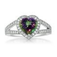 thumbnail image 2 of Gem Stone King 925 Sterling Silver Ring Heart Shape Mystic Topaz and Moissanite (2.49 Cttw) (Size 7), 2 of 4
