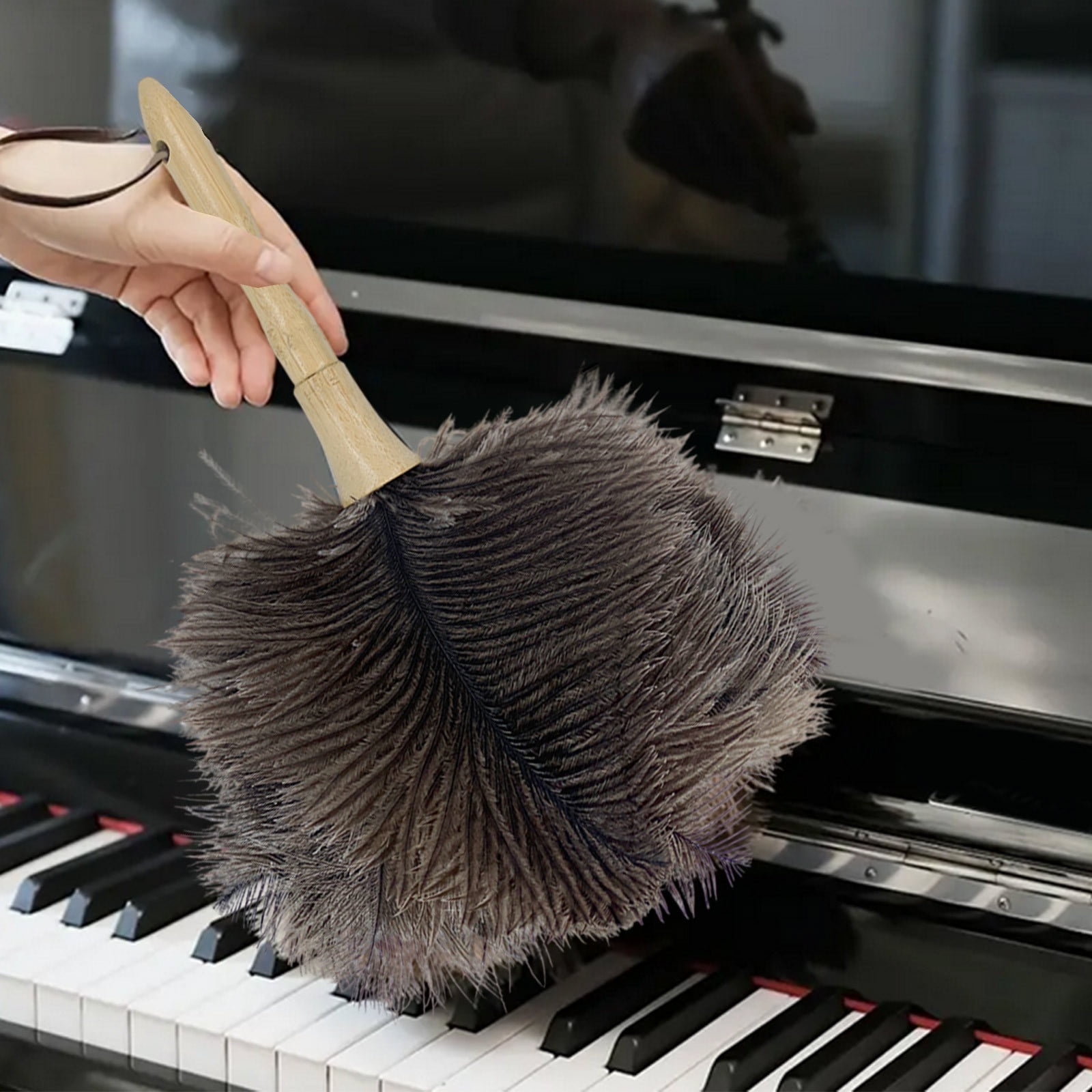 Ostrich Feather Duster, Soft Feathers Dust Wiper With Handle Dust Feather For Keyboard Furniture Cleaner