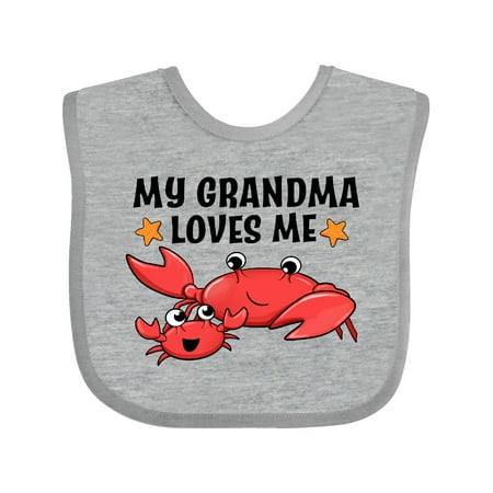 

Inktastic My Grandma Loves Me- cute crab family Gift Baby Boy or Baby Girl Bib