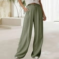 thumbnail image 2 of yunLCZ Wide Leg Pants Woman Womens Linen Pants Casual Loose Wide Leg Pants For Women Elastic Waist Palazzo Pants Trousers With Pockets Business Work Casual Pants, 2 of 4