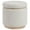 Natural, variant on Linon Hawn Round Padded Storage Ottoman Light Wood Trim in Natural Sherpa Fabric