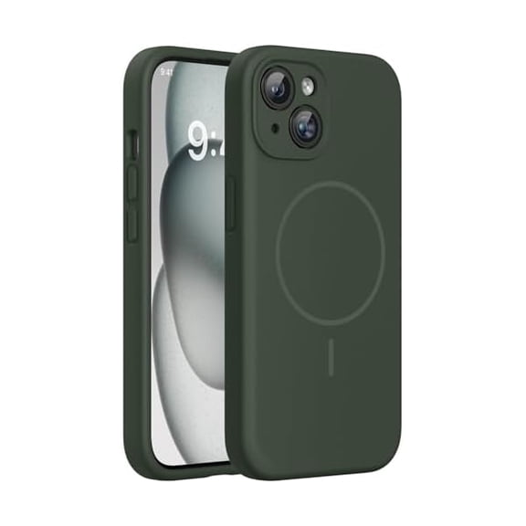 Eryueer Compatible with iPhone 15 Case, [Soft Anti-Scratch Microfiber Lining], Liquid Silicone Case Gel Rubber Shockproof Drop Protection Phone Case for iPhone 15, Dark Green
