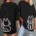 thumbnail image 2 of Bibifish Womens Oversized T-Shirts Crew Neck Short Sleeve Cute Cat Print Graphic Tshirt Casual Outings Holiday Weekend Daily Wear Tees, 2 of 4