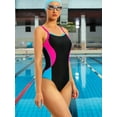 thumbnail image 4 of Attraco Women's One-piece Sports Swimsuit Color Block Water Aerobic Swimwear Bathing Suit, 4 of 6