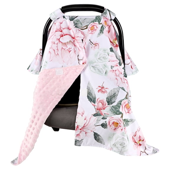 DILIMI Car Seat Cover Baby Girl, ultra-soft plush Warm Winter Car Seat Covers for Babies, Peekaboo Opening Infant Car Seat Cover, Nursing Cover Carseat Canopy
