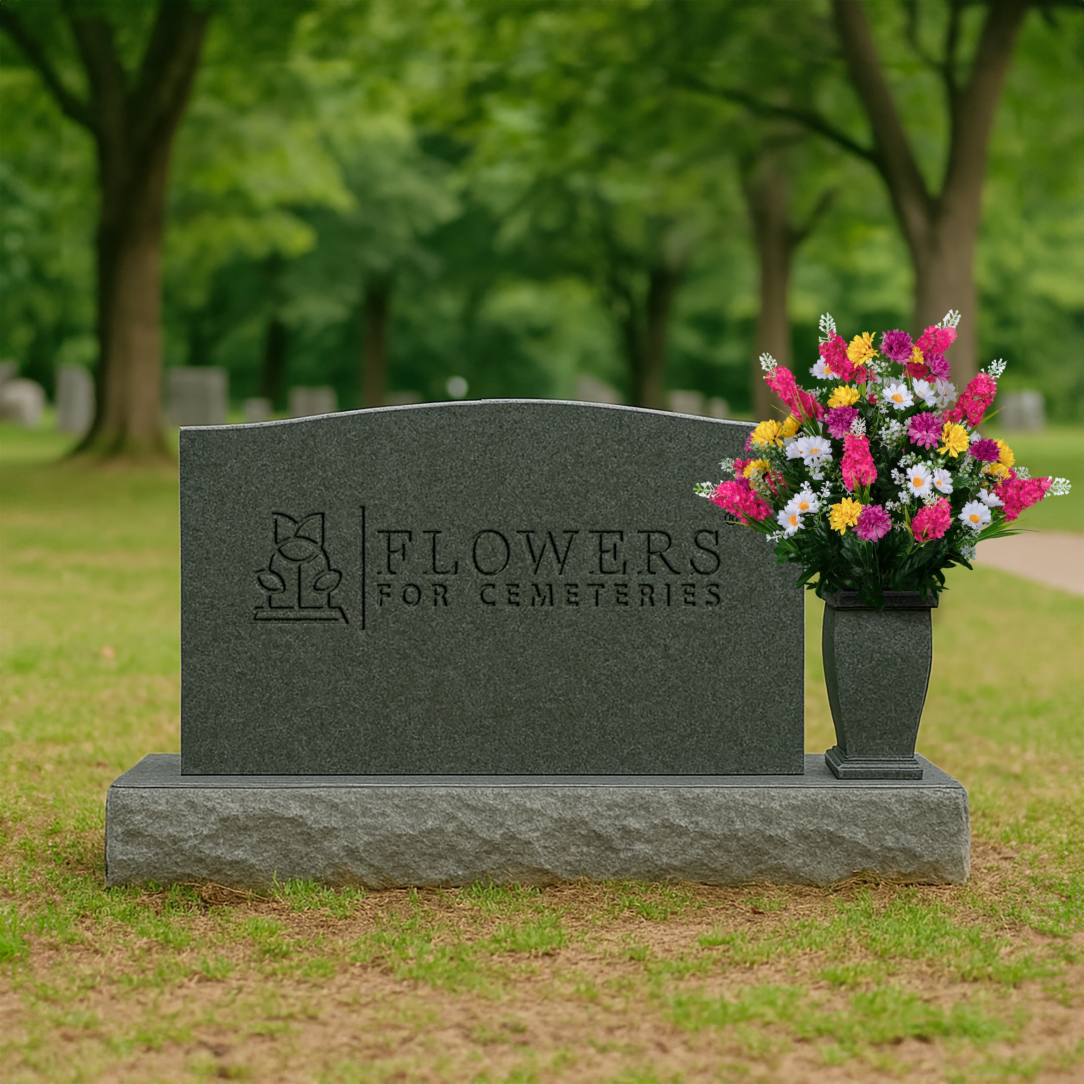 Sympathy Silks Artificial Cemetery Flowers 24" Pink Yellow White Wildflowers Bouquet