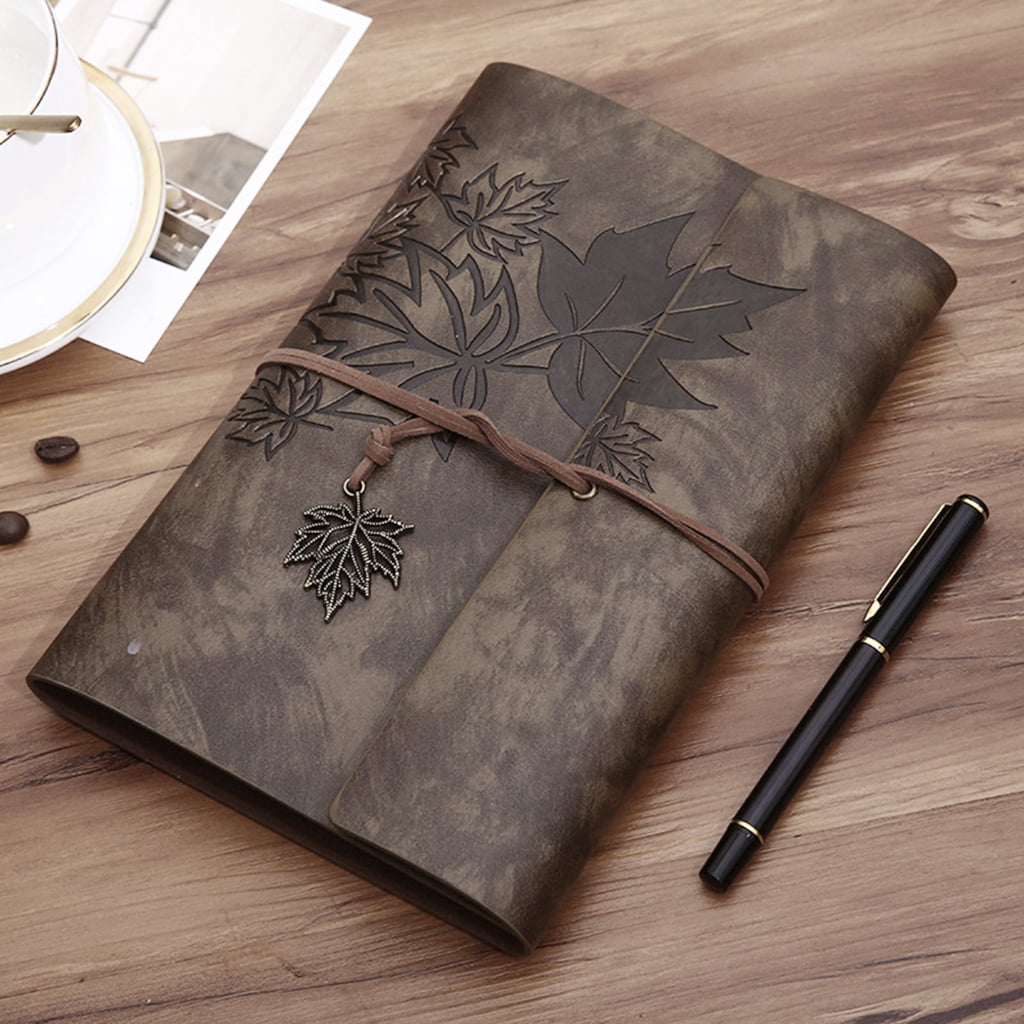 PU Leather Journal Notebook 160 Unlined Pages Refillable Vintage Sketchbook