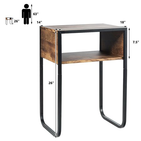 Gymax Side Table Industrial Coffee Table W Metal Frame Rustic End Table Nightstand Walmart Canada