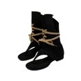 thumbnail image 5 of FRSASU Womens Tassel Embellished Flip Summer Boots Vintage Open Toe Flat with Slip On Mid-calf Booties Black, 5 of 8
