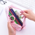 thumbnail image 4 of Bolsa de bolígrafos de malla transparente para estuche para lápices Kawaii, organizador de bolsa de estética Simple, suministros escolares de oficina para niñas, papelería, 4 of 4