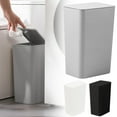 thumbnail image 5 of Big Trash Can with Lid, 1 Pack Plastic Trash Carbage Bin, 4 Gallon Slim Garbage Bin Wastebasket with Pop-Up Lid for Bathroom, Bedroom, Office, Kitchen, Craft Room, Odorless Design(Black,10x6.9x13.4"), 5 of 6