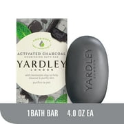 Yardley London Nourishing Bath Soap Bar Activated Charcoal, with Bentonite Clay to Help Cleanse & Purify Skin, 4.0 oz Bath Bar, 1 Soap Bar