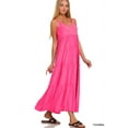 thumbnail image 2 of Zenana Women & Plus Relaxed Fit V-Neck Cami Full Length Tiered Boho Maxi Long Dress w/ Side Pockets, 2 of 5