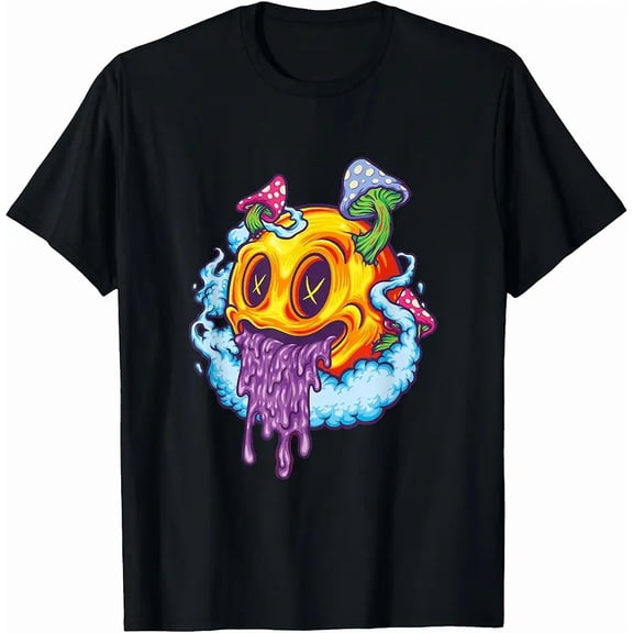 Men's Trippy Psychedelic Mushroom Melting Face Graphic T-Shirt
