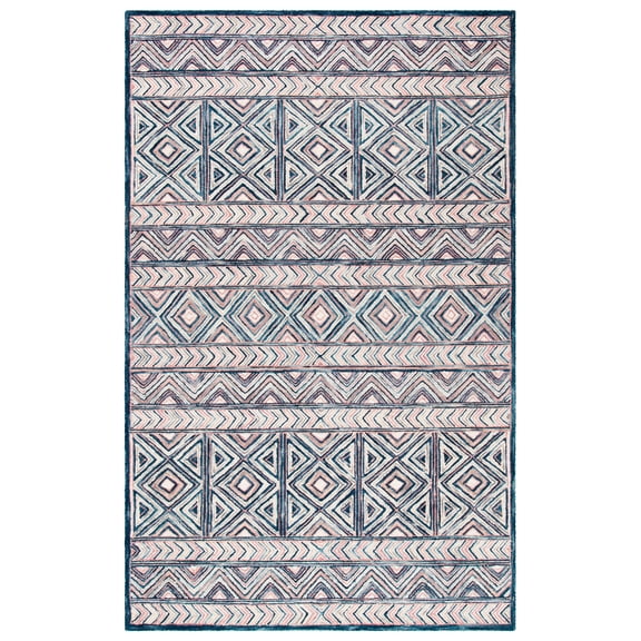 SAFAVIEH Micro-Loop Chao Southwestern Area Rug, Pink/Blue, 4' x 6'