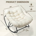 thumbnail image 5 of Ktaxon Oversized Rattan Papasan Chair,  Steel Wicker Rocking Seating with Thick Padded Cushion for Patio, Living Room, Backyard, Porch(Brown Wicker & Beige Cushion), 5 of 12