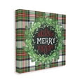 thumbnail image 3 of Stupell Industries Merry Sentiment Winter Pine Wreath Green Christmas Plaid, 17 x 17,Design by Jennifer Pugh, 3 of 5