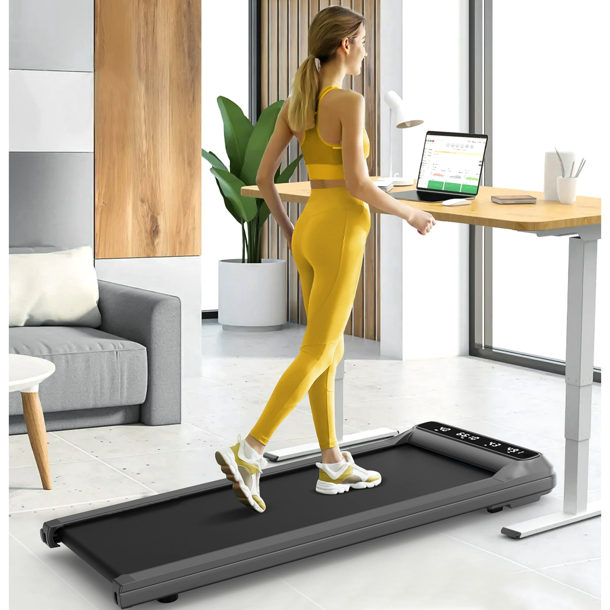 2.5HP Treadmill Walking Pad, 2-in-1 Portable Electric Exercise Treadmill, Under Desk Treadmill with Remote Control, 265LB Capacity, HiFi Bluetooth Speaker, 0.5-4Mph Speed, for Home & Office