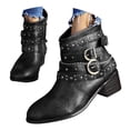 thumbnail image 3 of YLYL Women's Ankle Boots Fashion Studded Ankle Strap Chunky Heel Side Zipper Punk Goth Motorcycle Booties, 3 of 8
