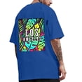 thumbnail image 4 of Mens Shirts Oversize Spring And Summer Trend Young Large Size Back Pattern Printing Short Sleeve Blue Workout Tops Sizes XL, 4 of 6