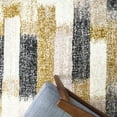 thumbnail image 6 of Mottled Faded Distressed Ikat Stripe Design Ochre Yellow Mustard Grey Beige Cream Rug, 6 of 6