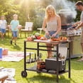 thumbnail image 2 of Outsunny Outdoor Grill Cart, 2-Tier Pizza Oven Stand with Beverage Holder, 2 of 10